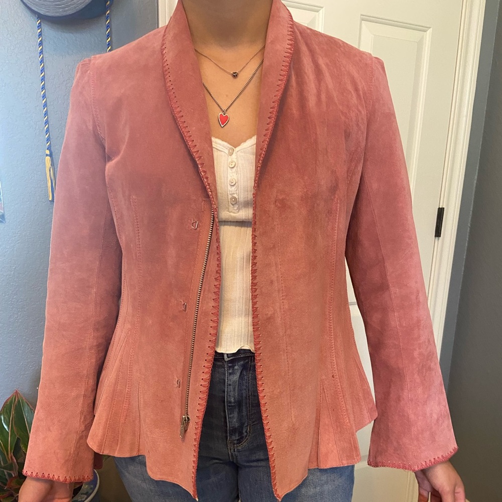 Pink Newport News vintage leather suede jacket